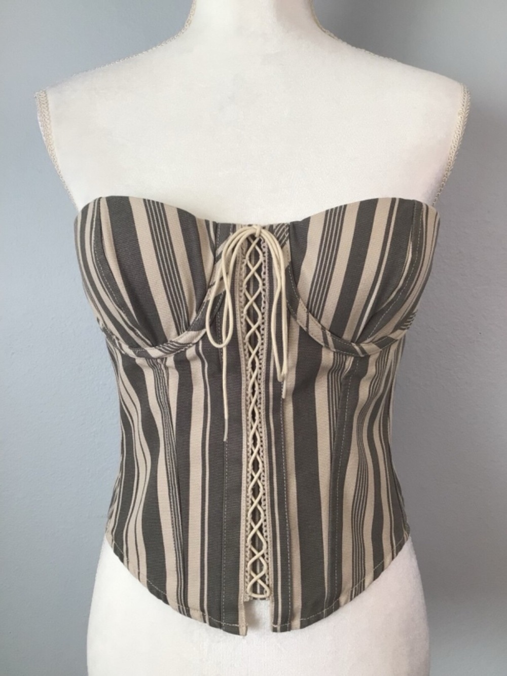 NWT Denim & Supply Ralph Lauren Striped Lace-Up Bustier Size 10